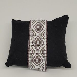 Loom Beaded Bracelet White, Gray & Lavender